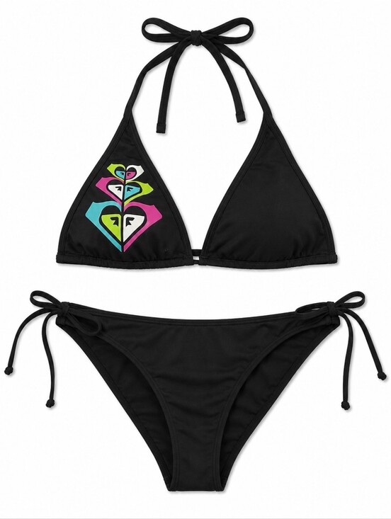 Roxy Other - Roxy Black Bikini Bottom with Teal Trim and Colorful Tag Sz LG